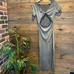 Topshop backless double thigh split maxi
